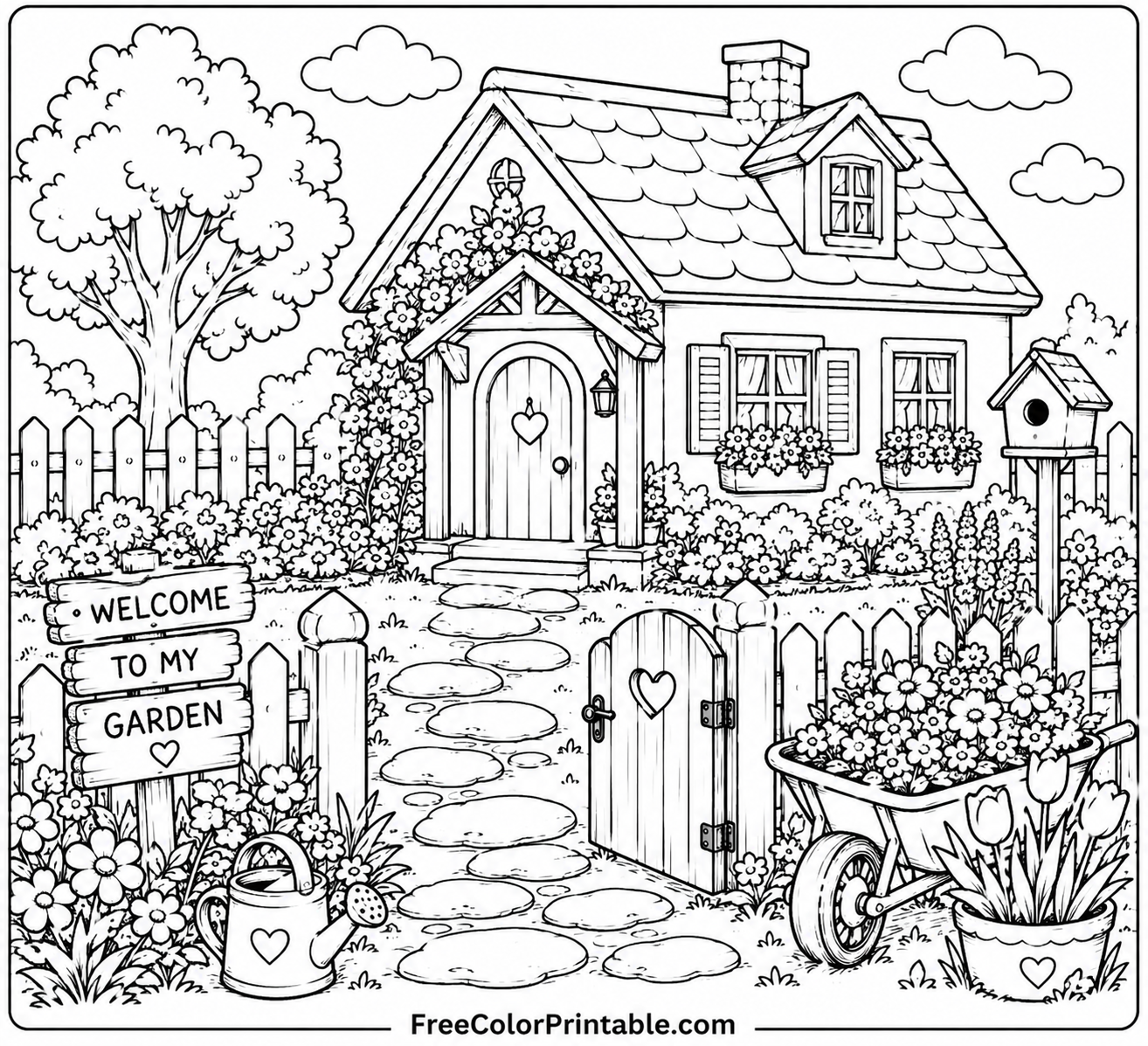 Welcome garden coloring page Coloring Page — Free Printable — free printable coloring page